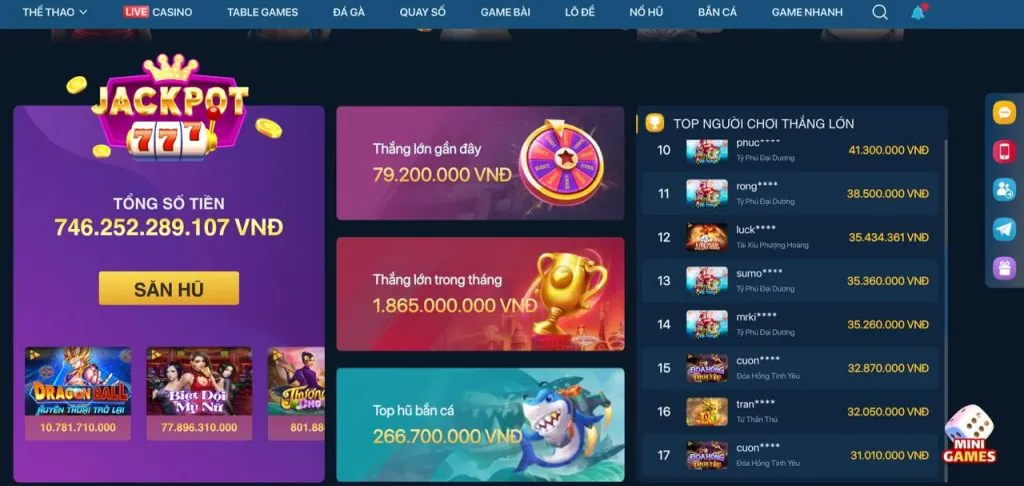 Trò chơi sòng bạc mới tại J833